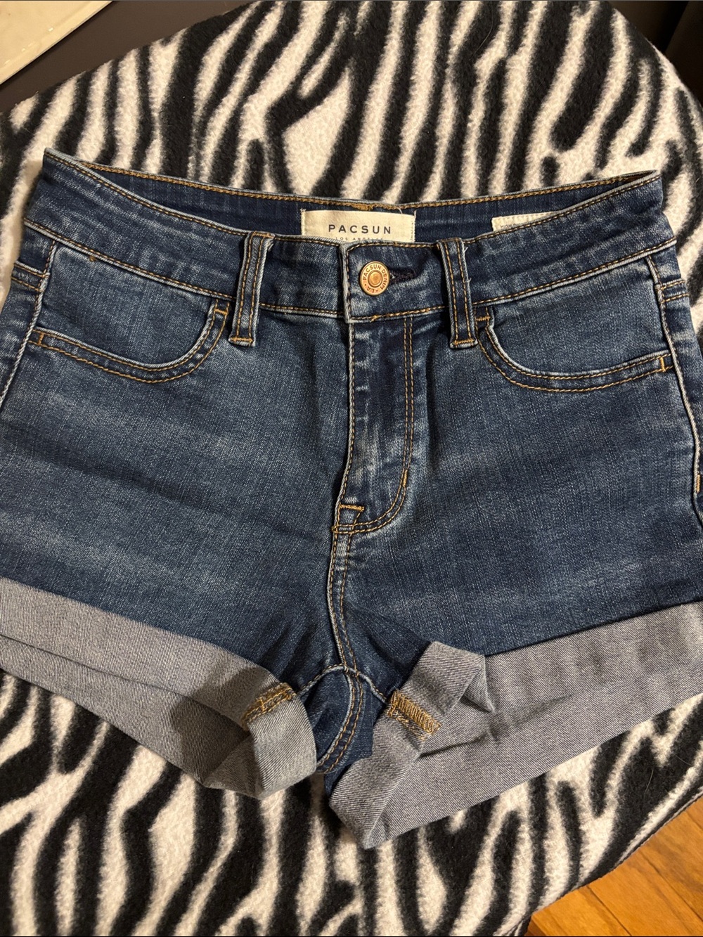 PacSun Dark Blue Cuffed Denim Shorts